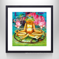 Framed Frog Wall Art,Frog in Meditation as Buddha Painting Picture Prints,Home Wall Decor